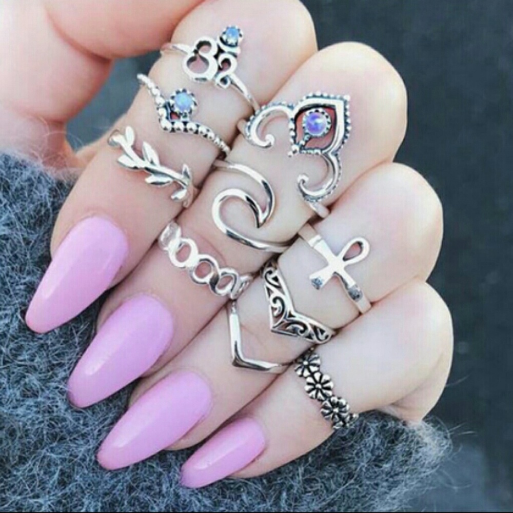 💍Boho Vintage Silver Stackable Rings